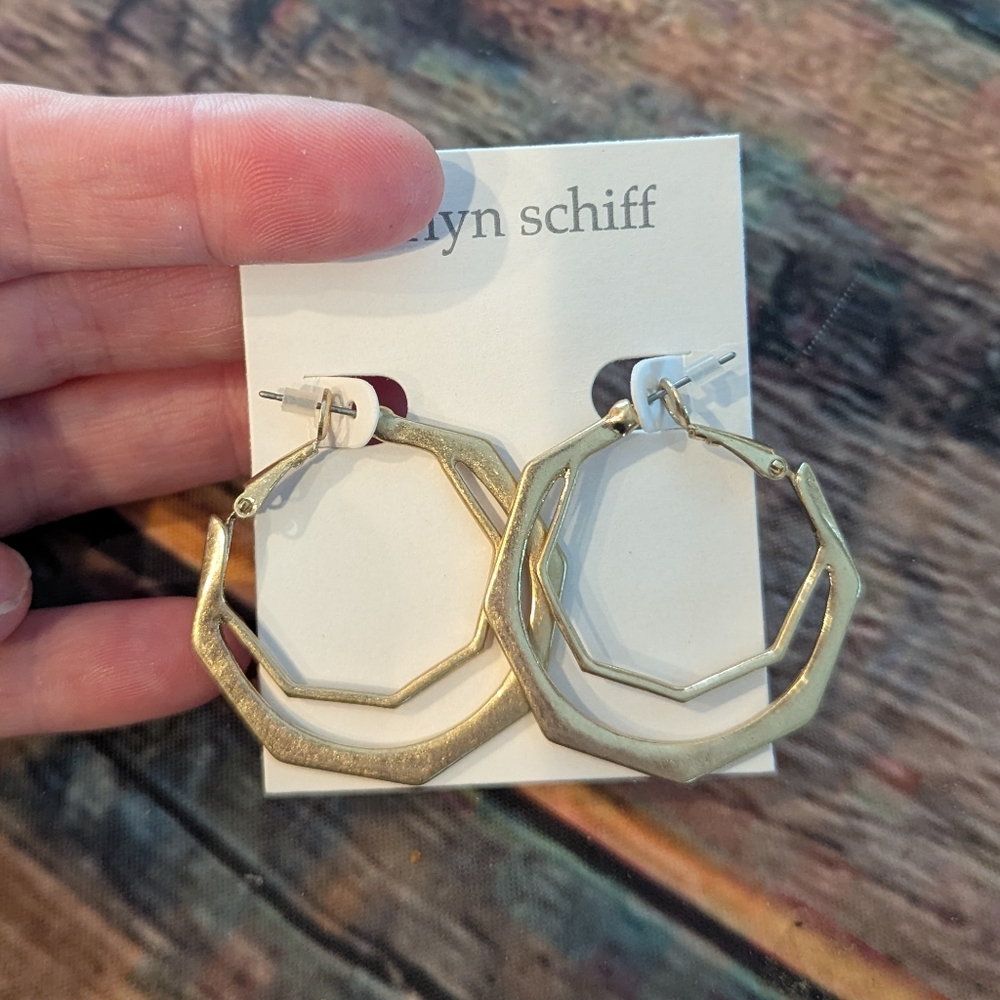 Marlyn Schiff Gold Geometric Earrings NWOT